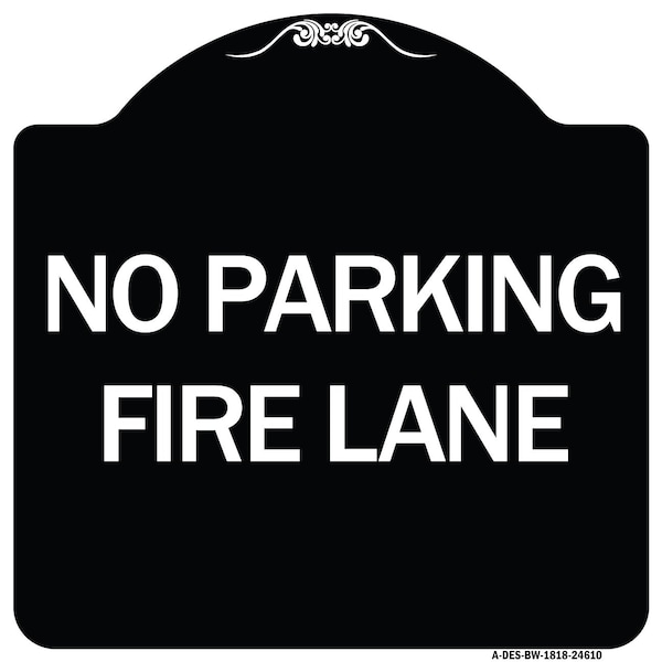Pavement Stencil No Parking Fire Lane Heavy-Gauge Aluminum Sign, 18" x 18", BW-1818-24610